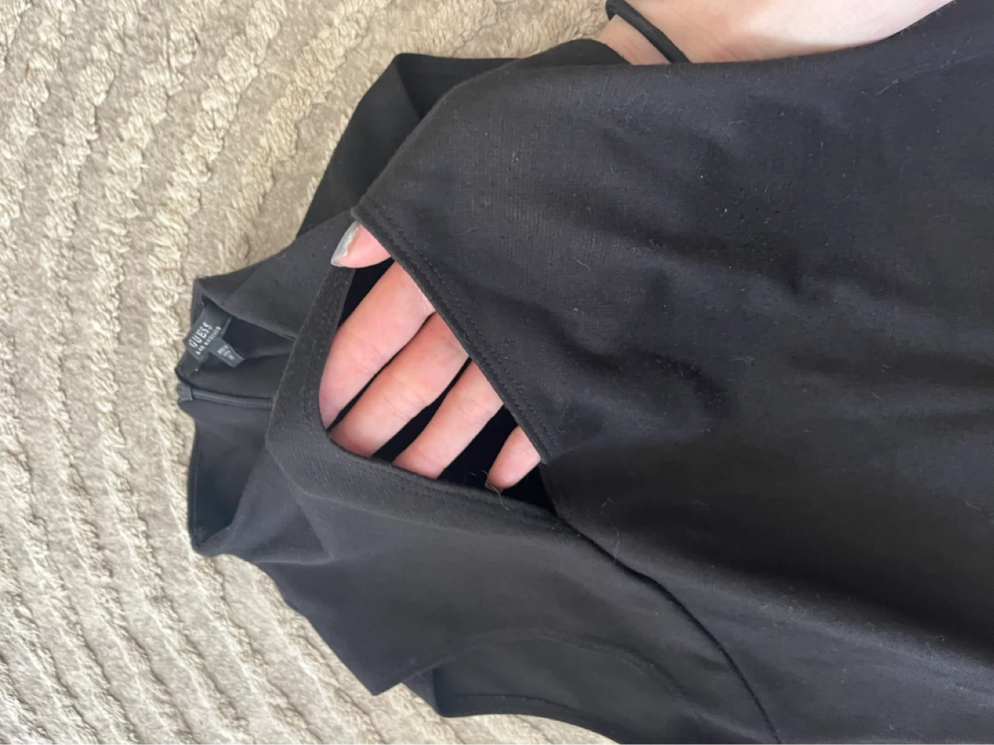 GUESS Black Mock Neck Cutout Crop Top NEW - photo 2