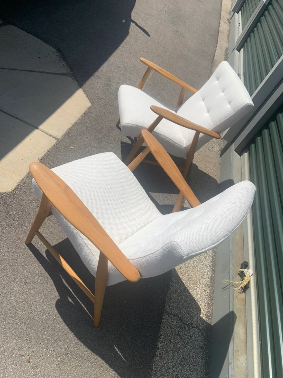 Set of 2 White Upholstered Armchairs with Wood Frame - photo 3