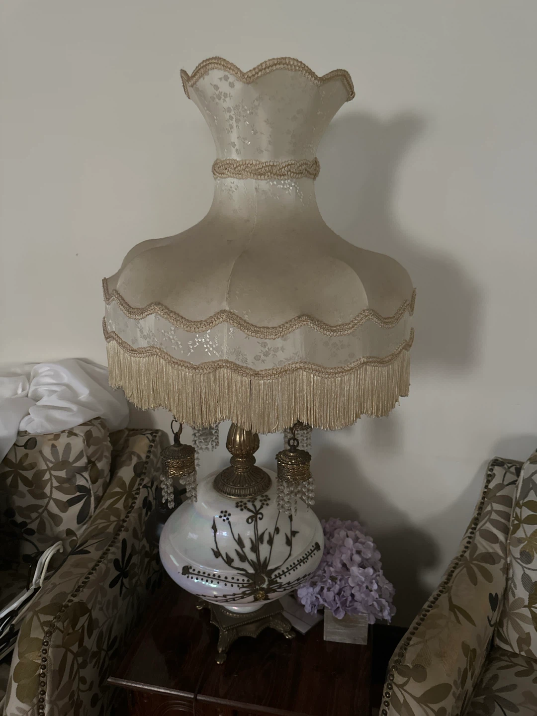 Vintage Table Lamp with Beaded Shade