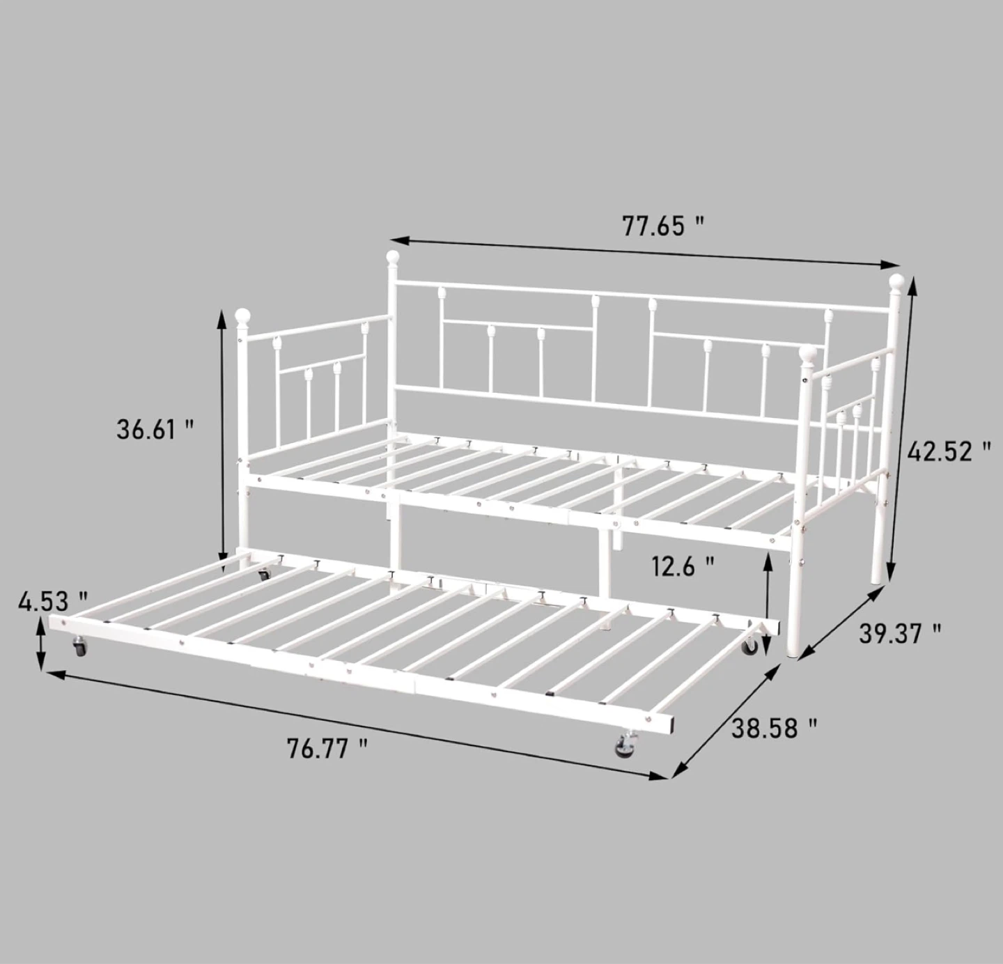 White Metal Daybed with Trundle - photo 4