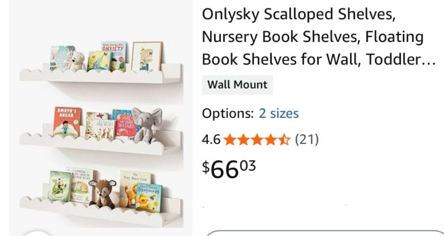 New Scalloped Edge Wood Floating Shelves Set of 3 White - photo 5