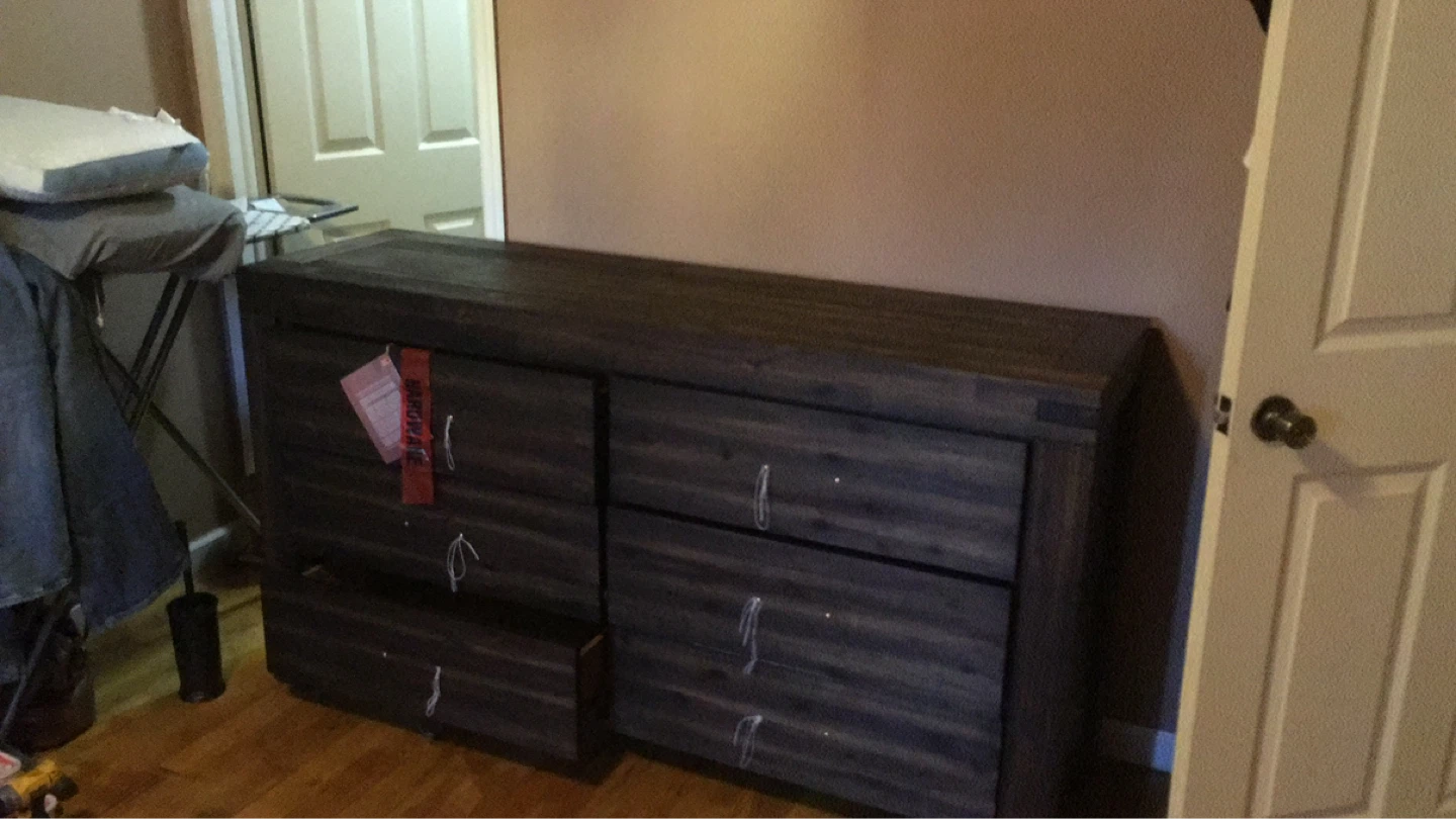 Dark Wood Bedroom Set: bed frame, dresser and nightstand - photo 2