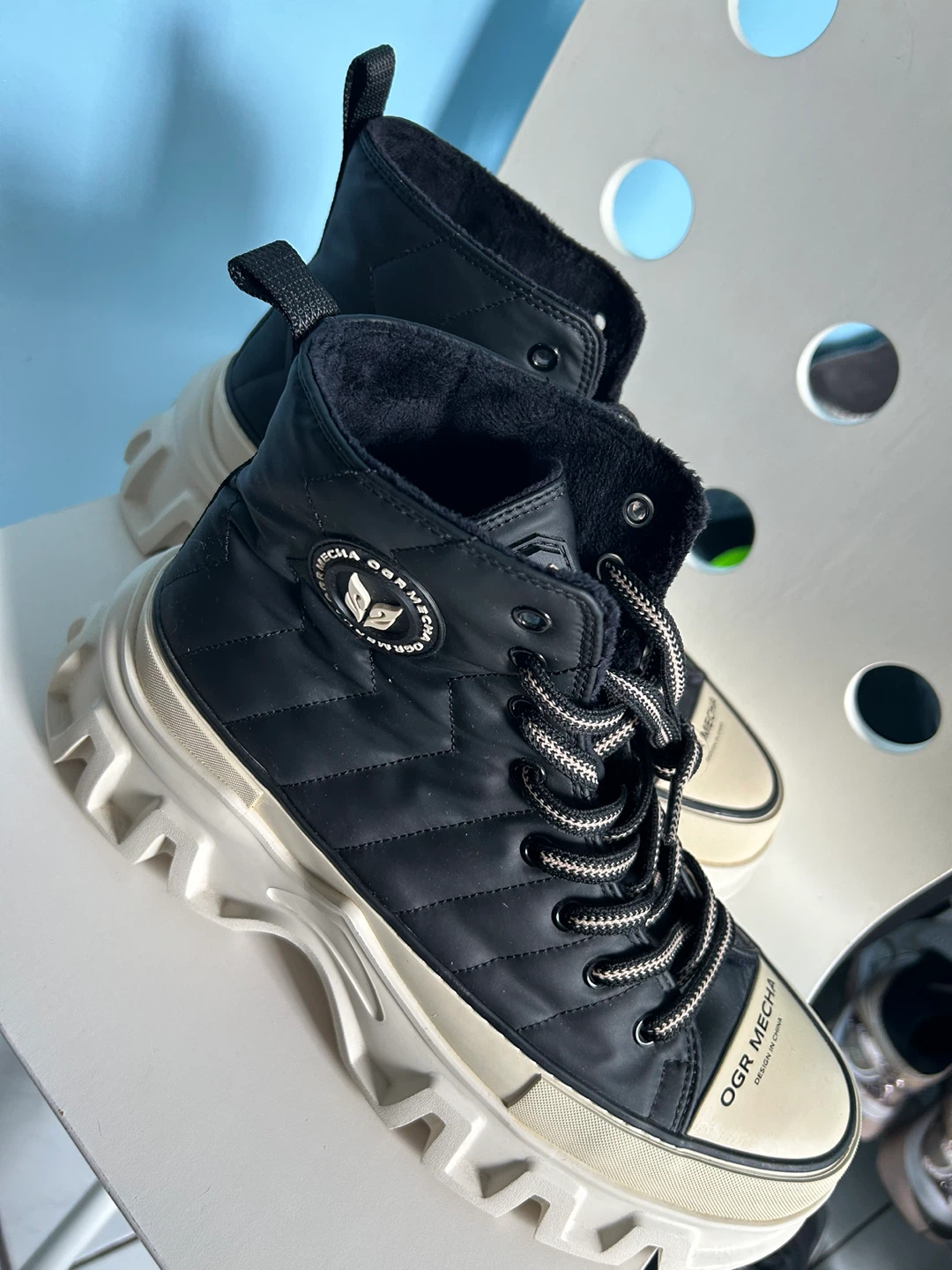 OGRMÉCHA Black Quilted High-Top Sneakers