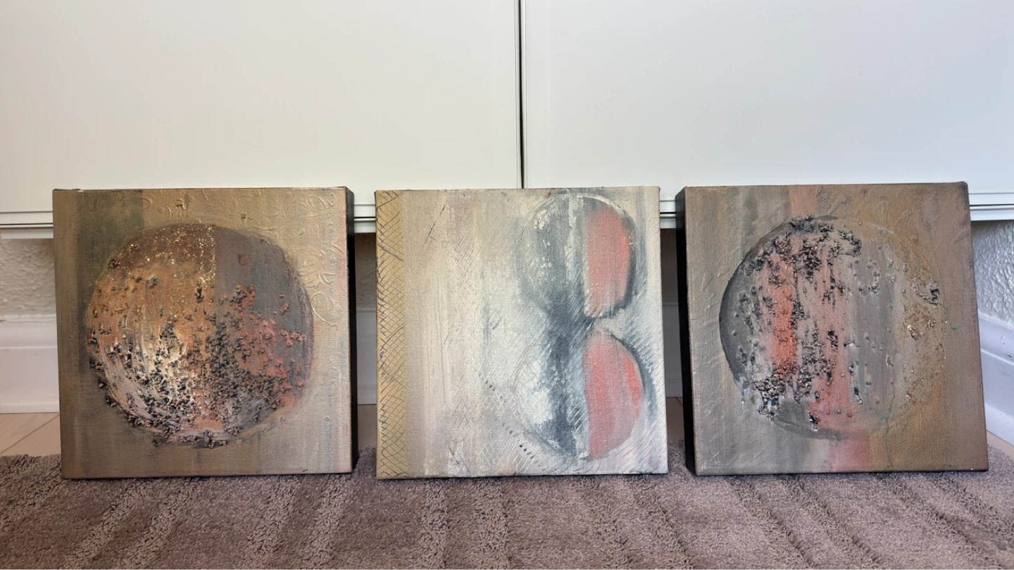 Set of 3 Abstract Wall Art Canvases