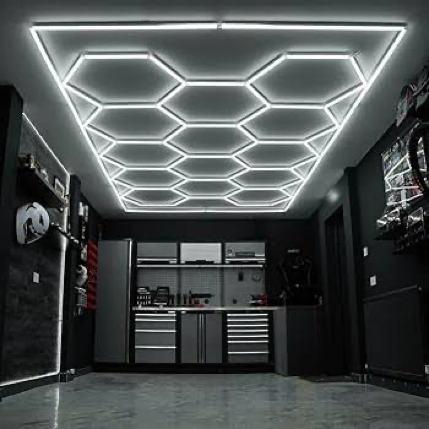 14 hex led garage lights kit super bright 2 year warranty