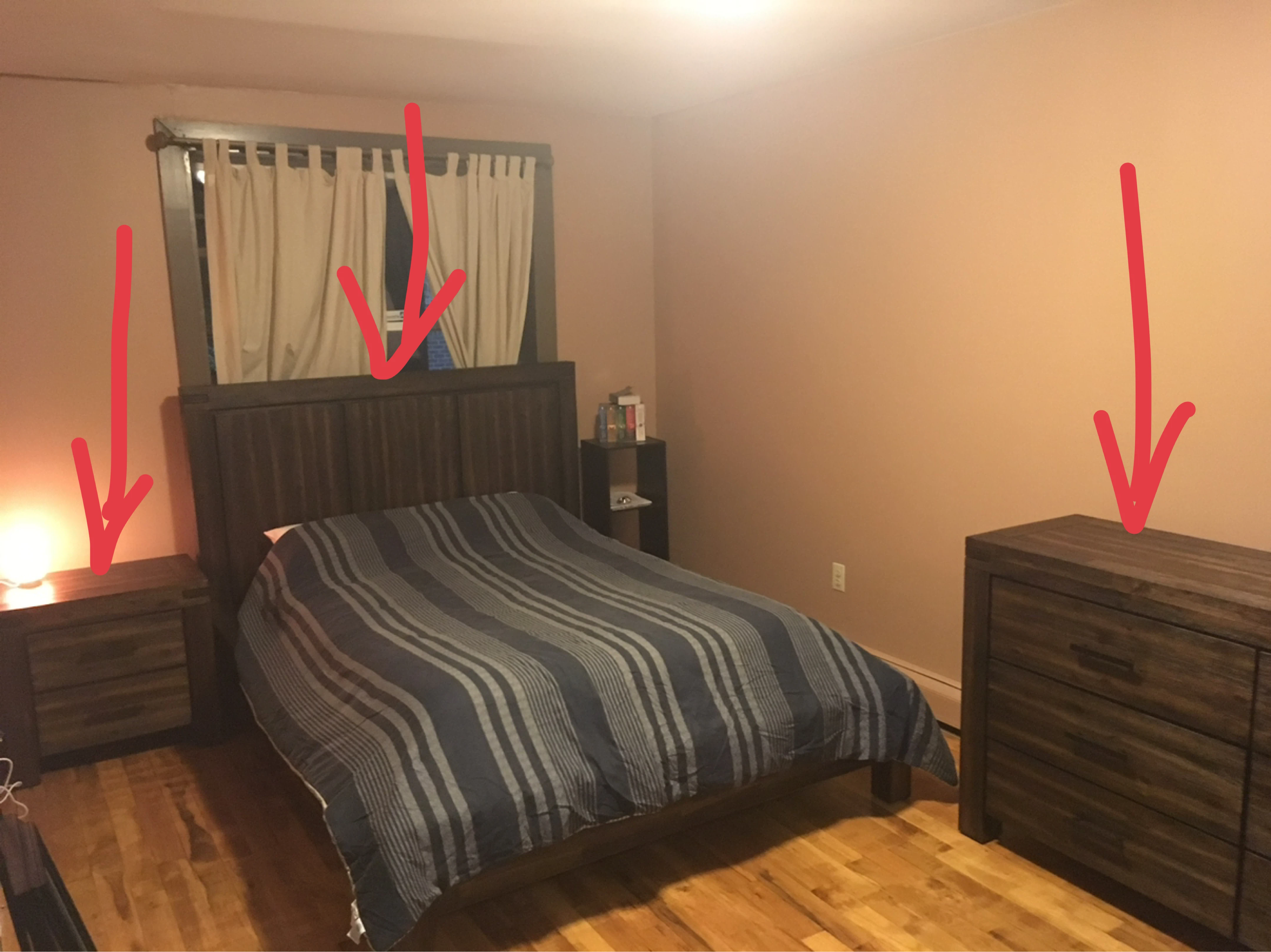 Dark Wood Bedroom Set: bed frame, dresser and nightstand - photo 3