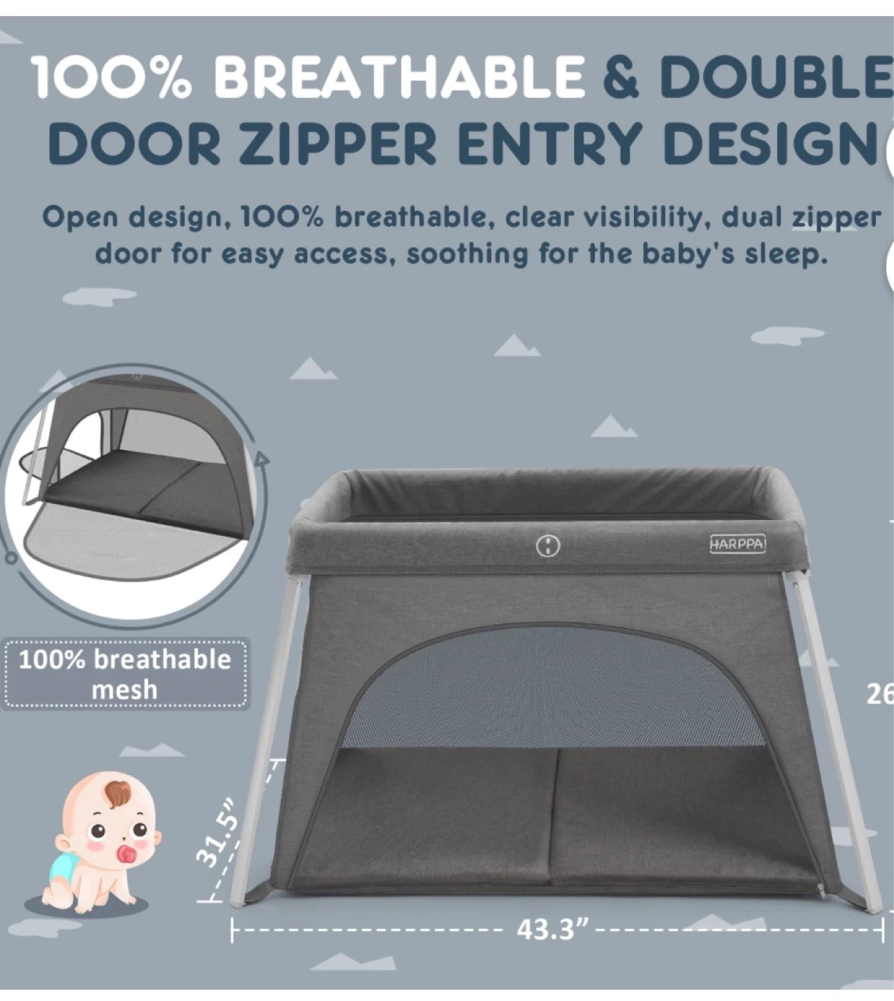 HARPPA Playpen/Bassinet with Mattress - photo 5