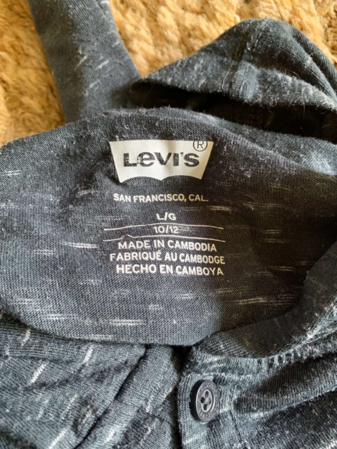 Levi's Grey Heather Hooded Henley Shirt L/G 10/12 - photo 2