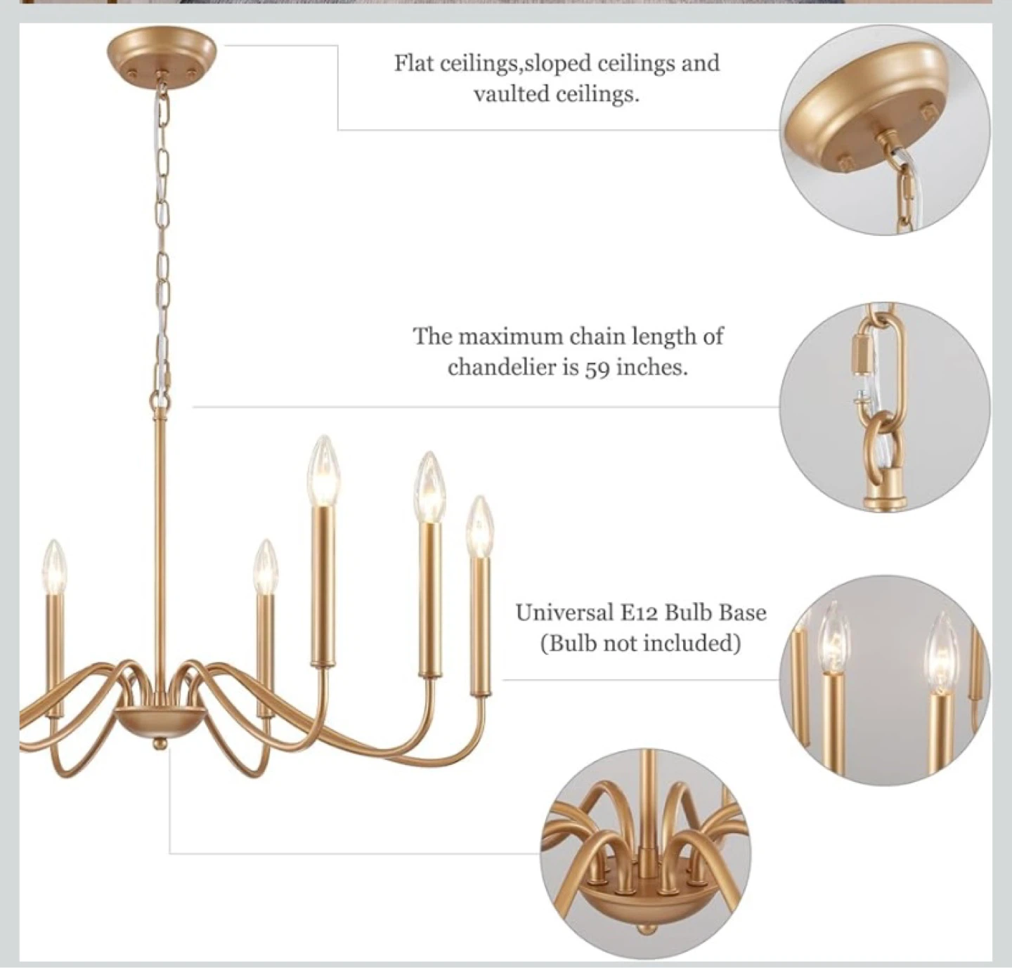 New Antique Gold Farmhouse Chandelier, 8 Light - photo 4