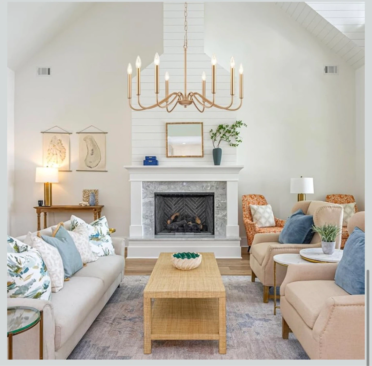 New Antique Gold Farmhouse Chandelier, 8 Light - photo 3