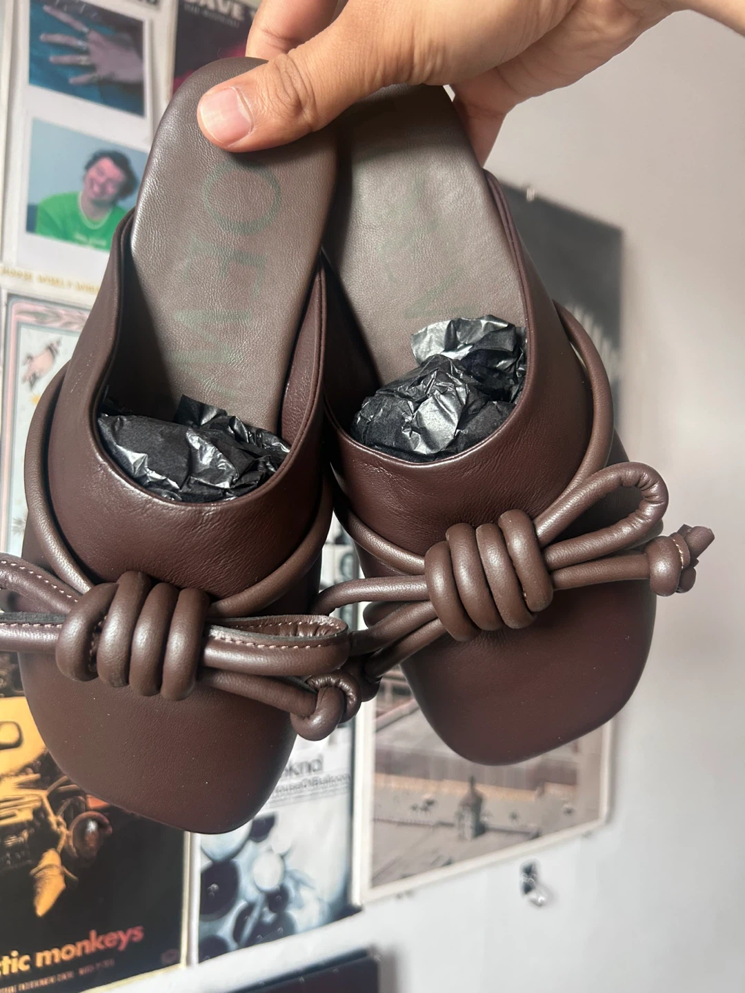 Loewe Brown Leather Knot Mules - Size 38