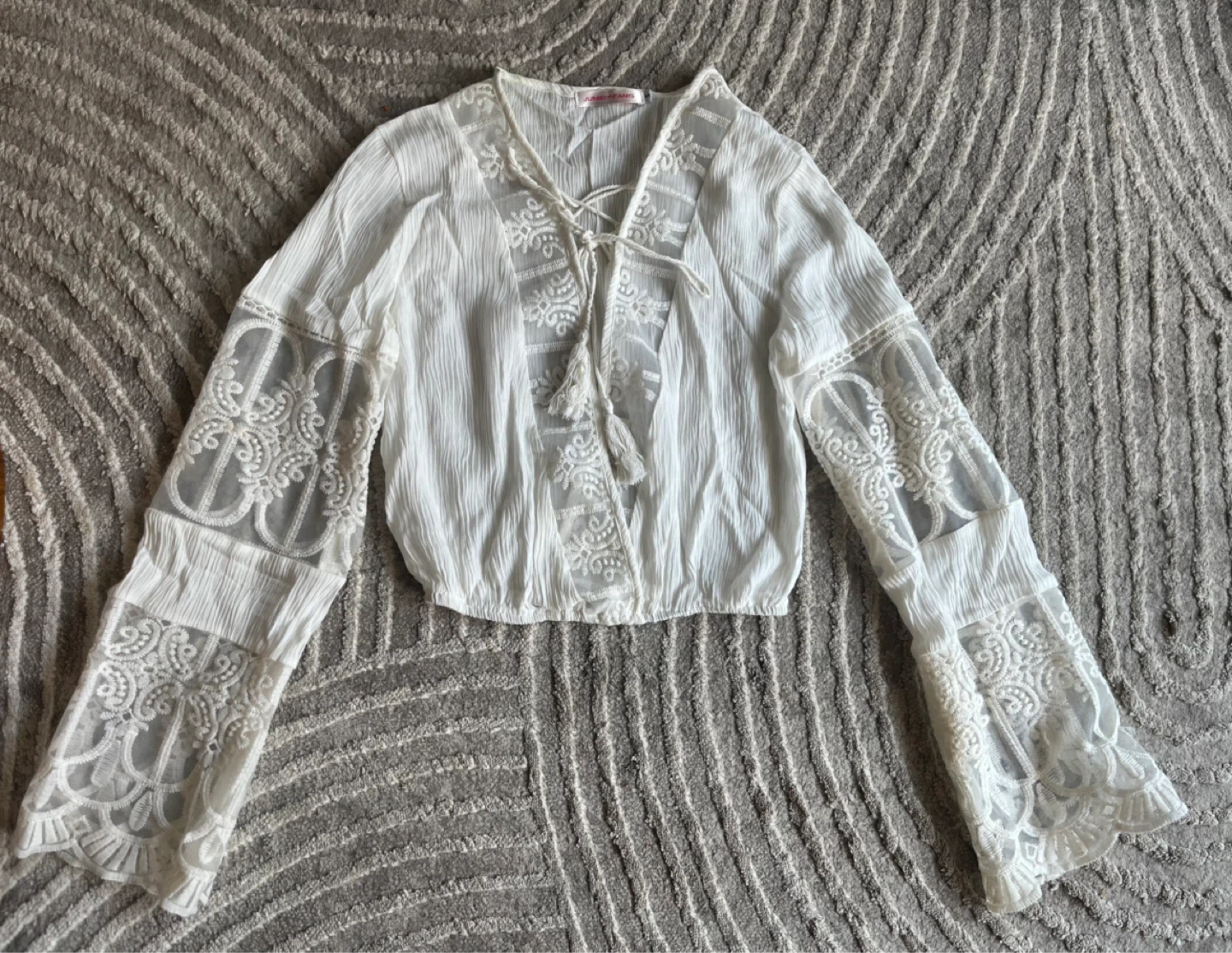 White Lace Sleeve Blouse