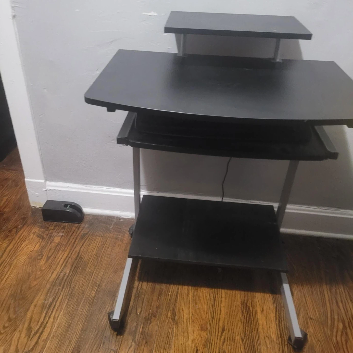 Black 3-Tier Rolling Computer Desk - photo 3