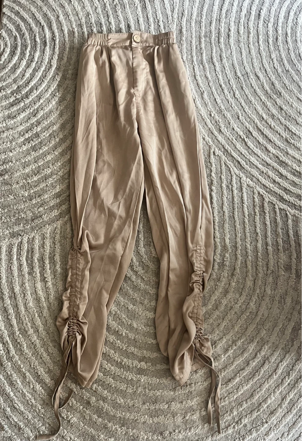 Gold Satin Ruched Pants NEW