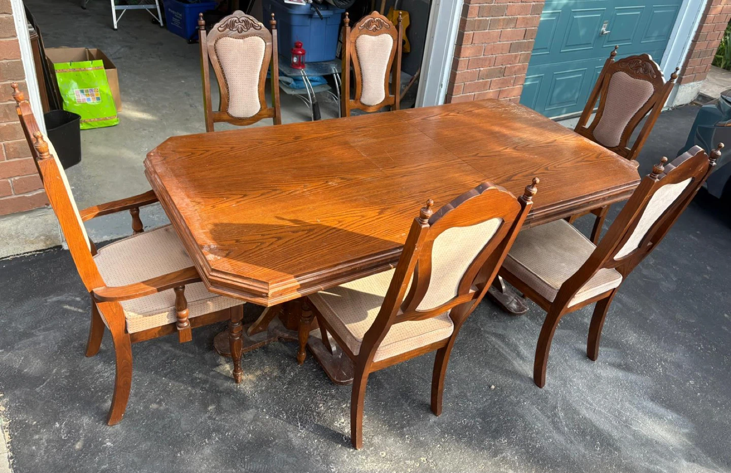 Wooden Dining Table Set with 6 Chairs and Hutch - photo 2