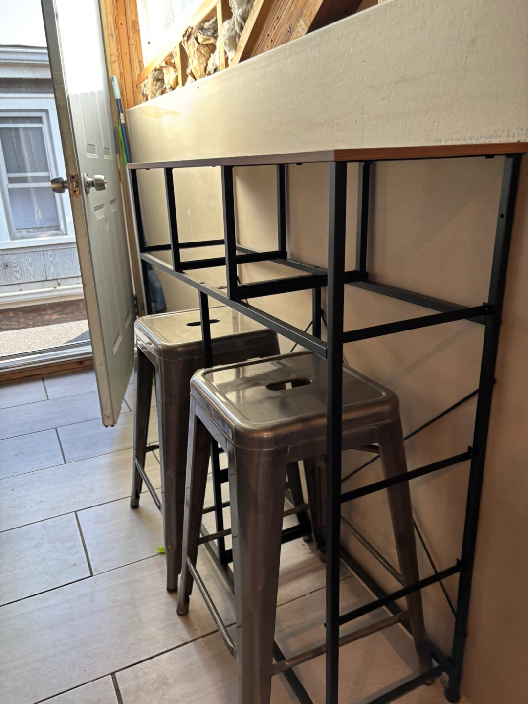 Wooden Bar Table thing with Black Metal Frame - photo 2