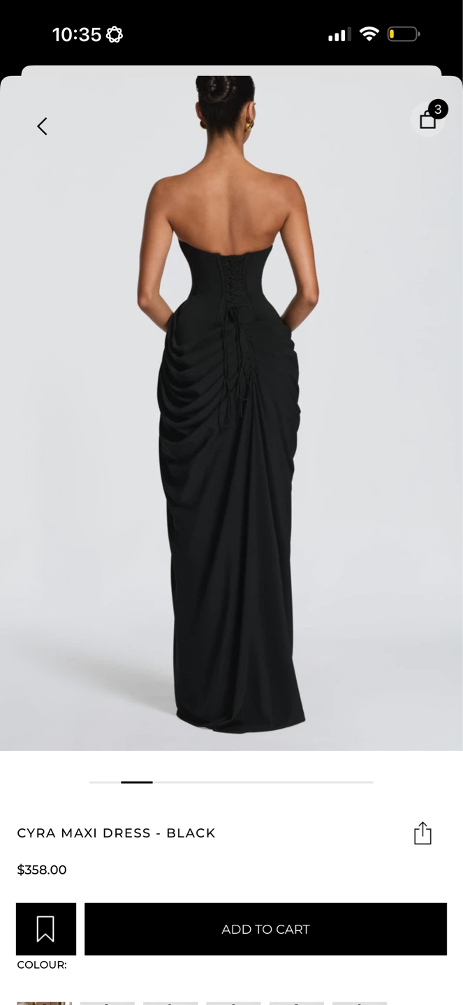 BABYBOO Cyra Maxi Dress Black Strapless Ruched Corset Back - photo 2