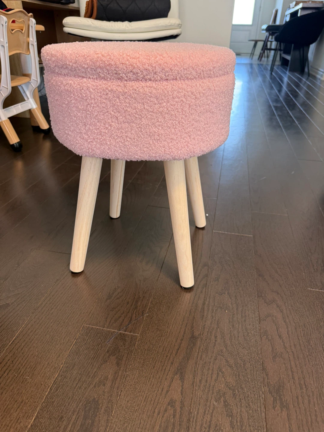 Pink Teddy Fabric Storage Ottoman Stool - photo 2