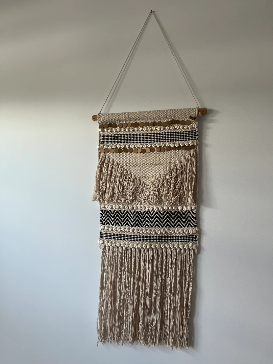 Large Boho Macrame Wall Hanging with Tassels and Sequins