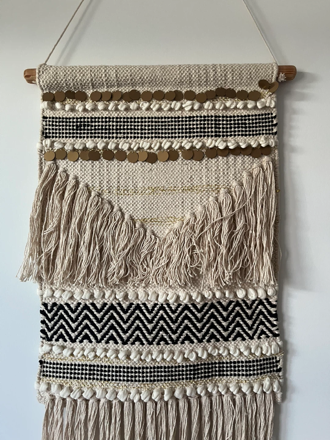 Large Boho Macrame Wall Hanging with Tassels and Sequins - photo 4