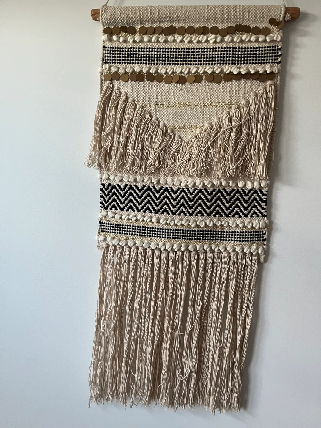 Large Boho Macrame Wall Hanging with Tassels and Sequins - photo 3