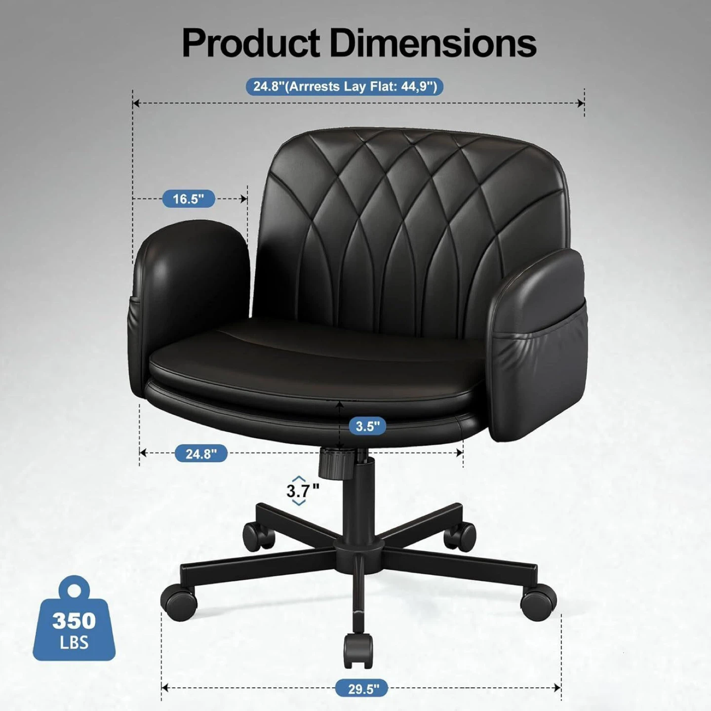 Black Office Chair - Faux Leather - photo 5