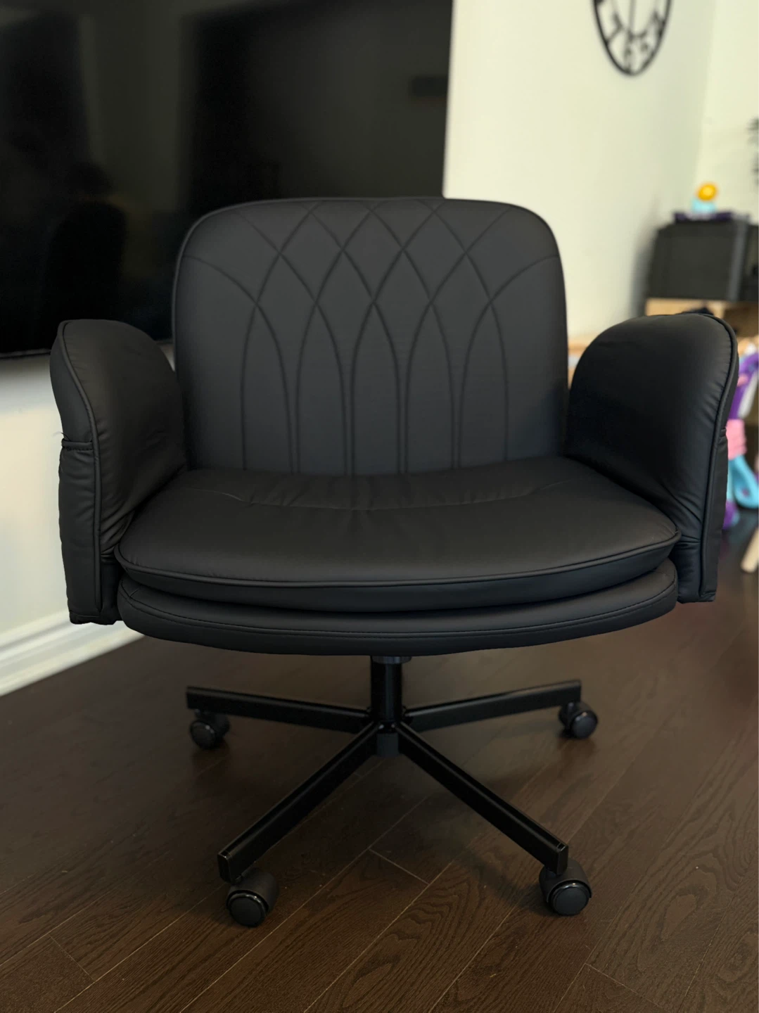 Black Office Chair - Faux Leather - photo 2