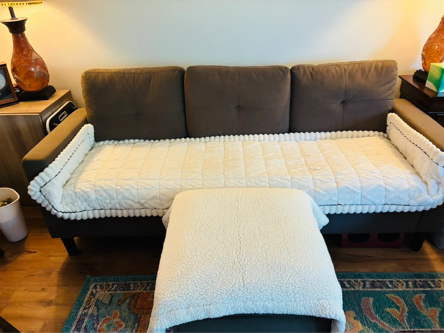 Brown Sectional Sofa with Ottoman - photo 4