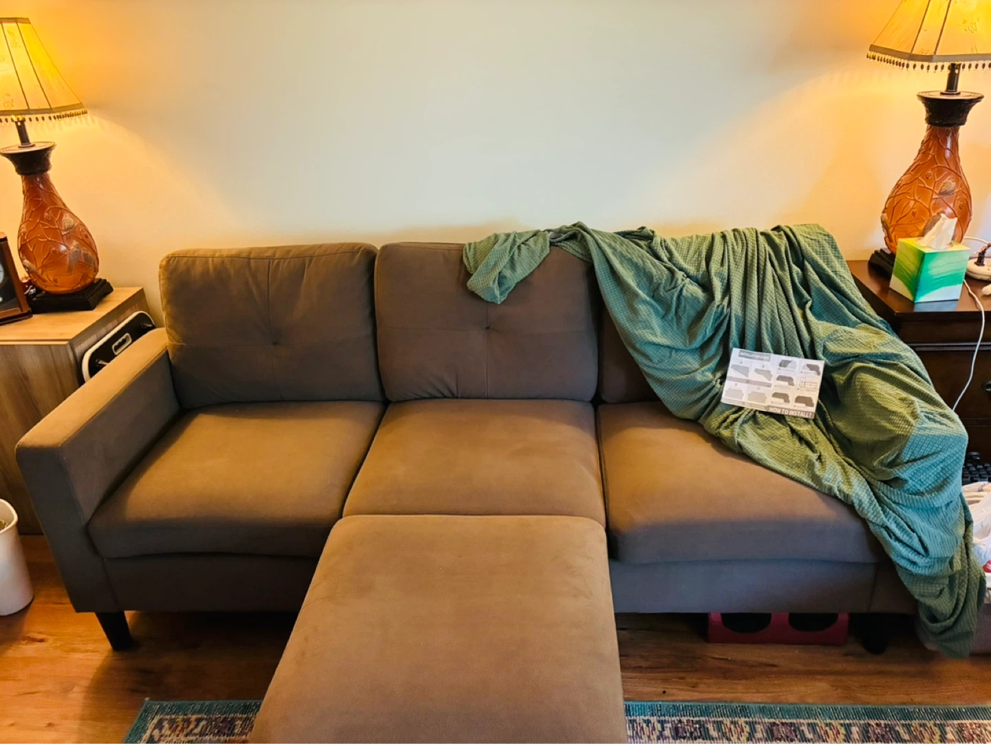Brown Sectional Sofa with Ottoman - photo 5