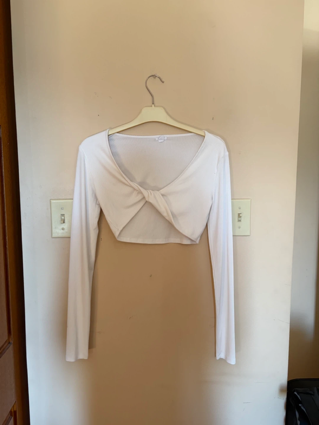 Garage White Twist Front Long Sleeve Bolero Top P/S