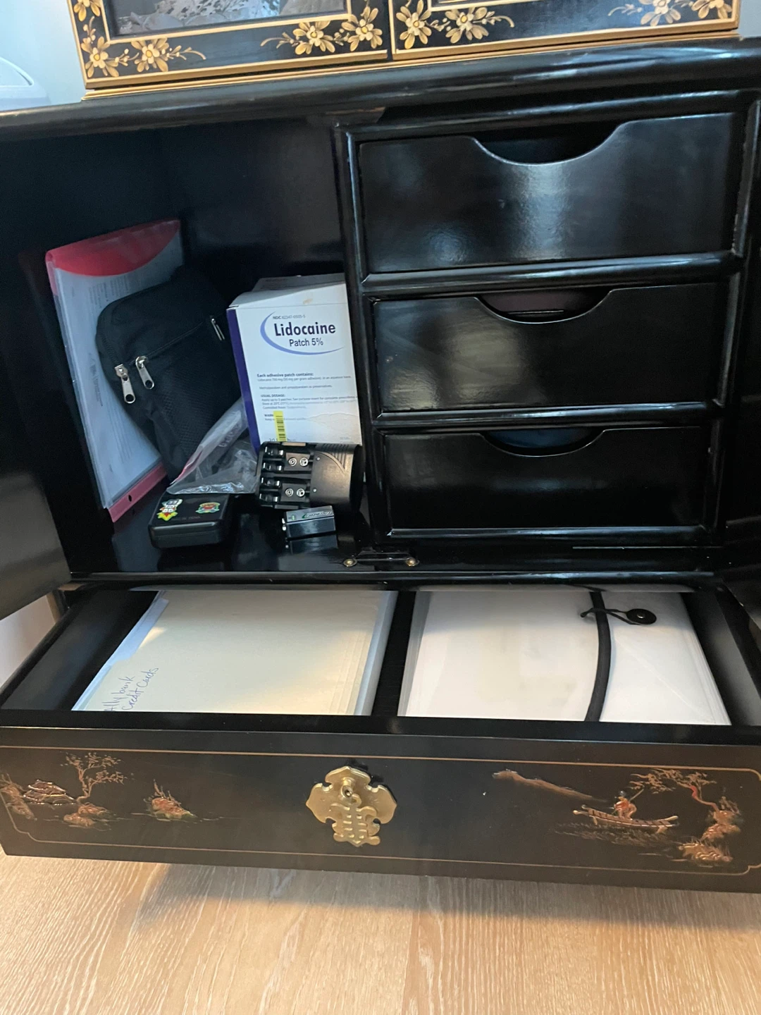Black Lacquer Chinoiserie Cabinet