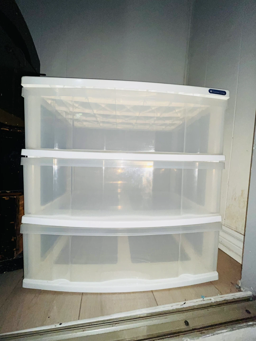 Clear Plastic 3-Drawer Storage Unit