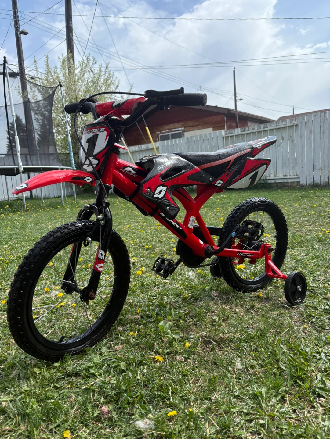 Red Motobike Kids Bicycle with Training Wheels - photo 2