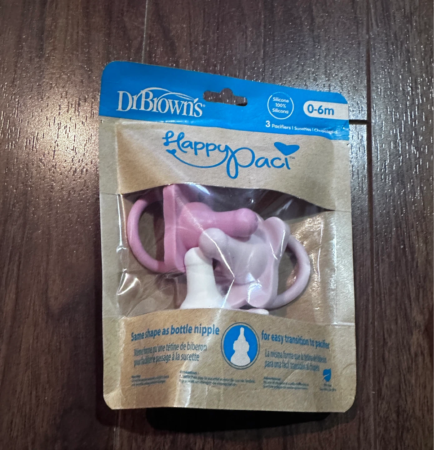 Dr. Brown's Happy Paci Silicone Pink Pacifiers 0-6m