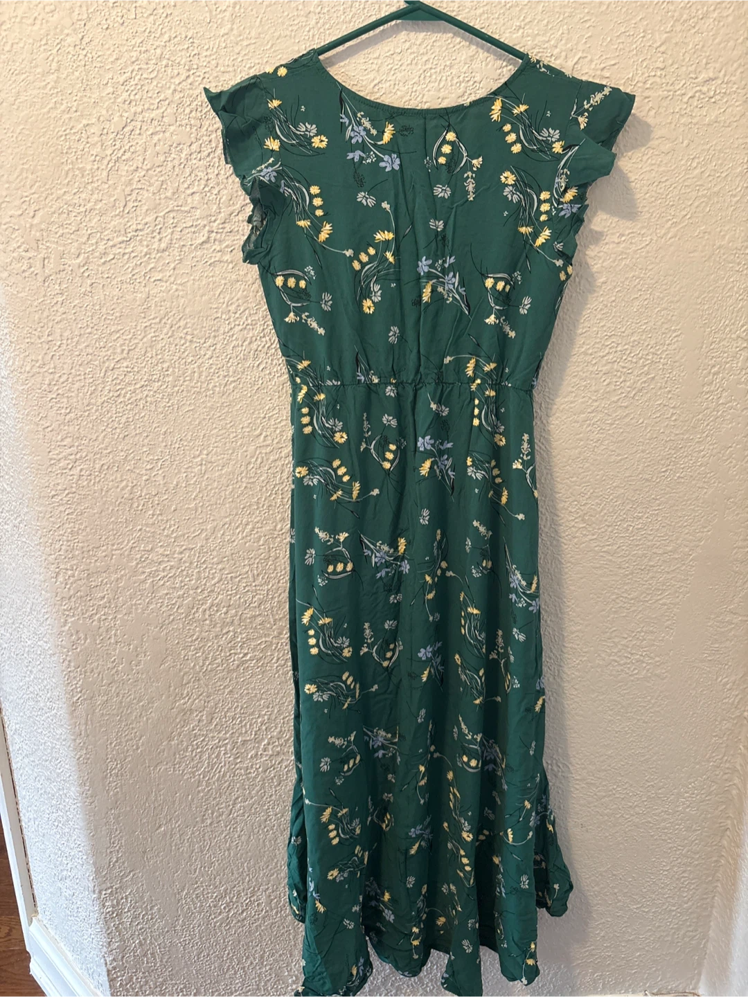Green Floral Ruffle Sleeve Dress size S/M - photo 2