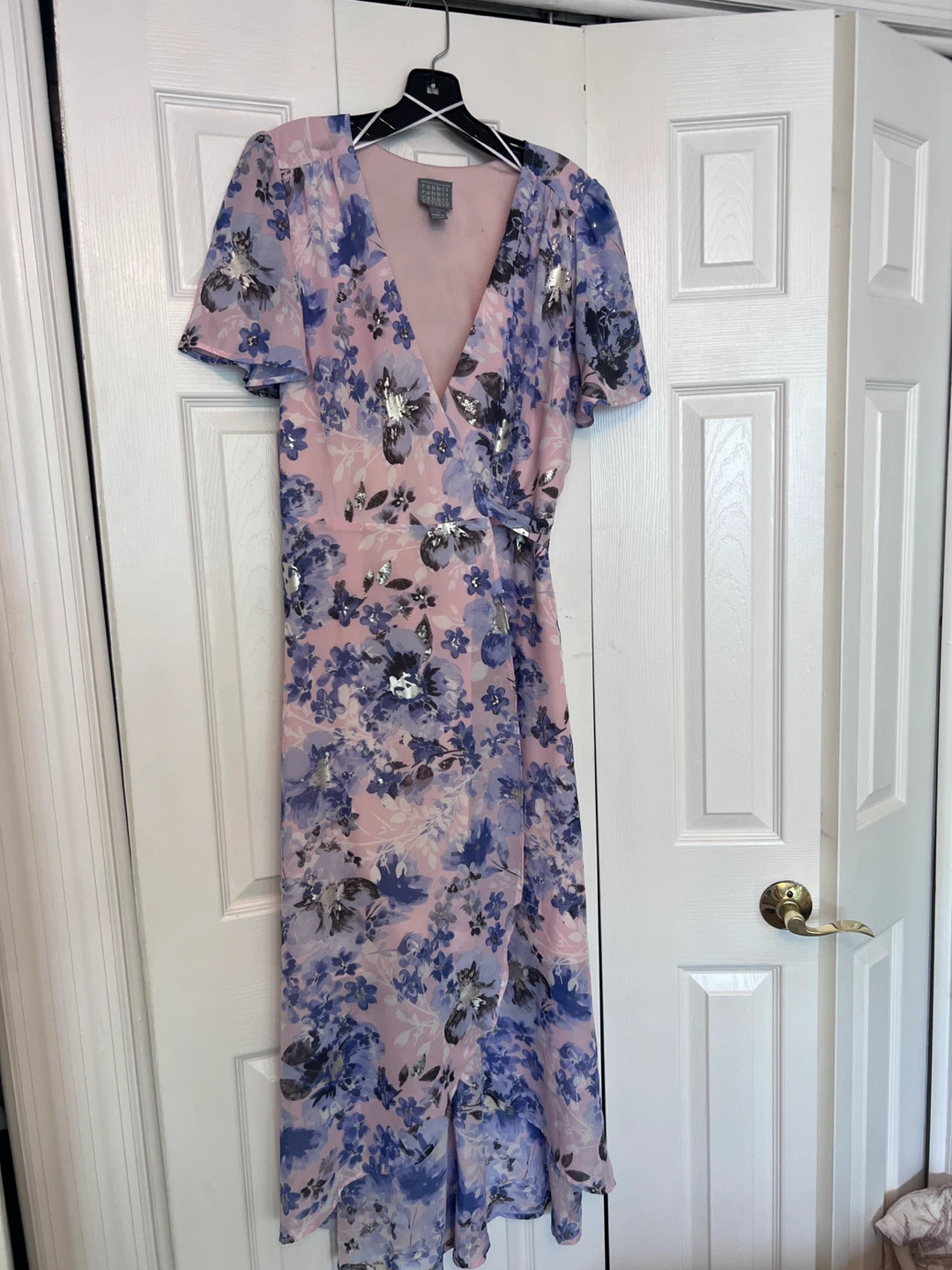 Floral Wrap Dress with Silver Accents