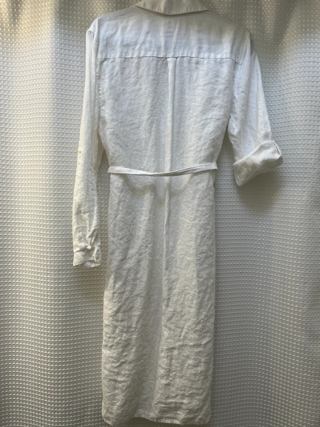 White 100% Linen Shirt Dress - photo 2