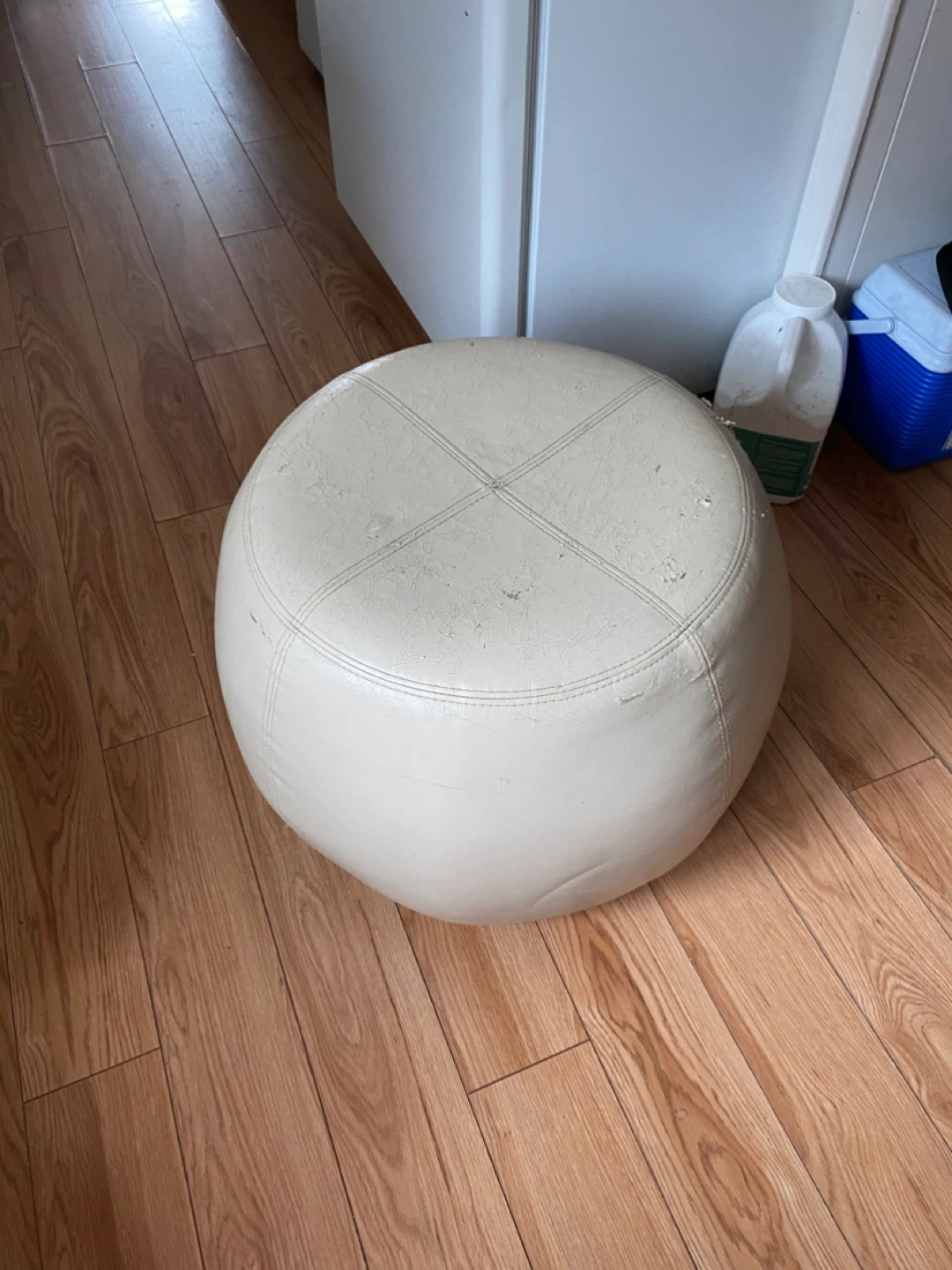 Cream Round Ottoman Pouf