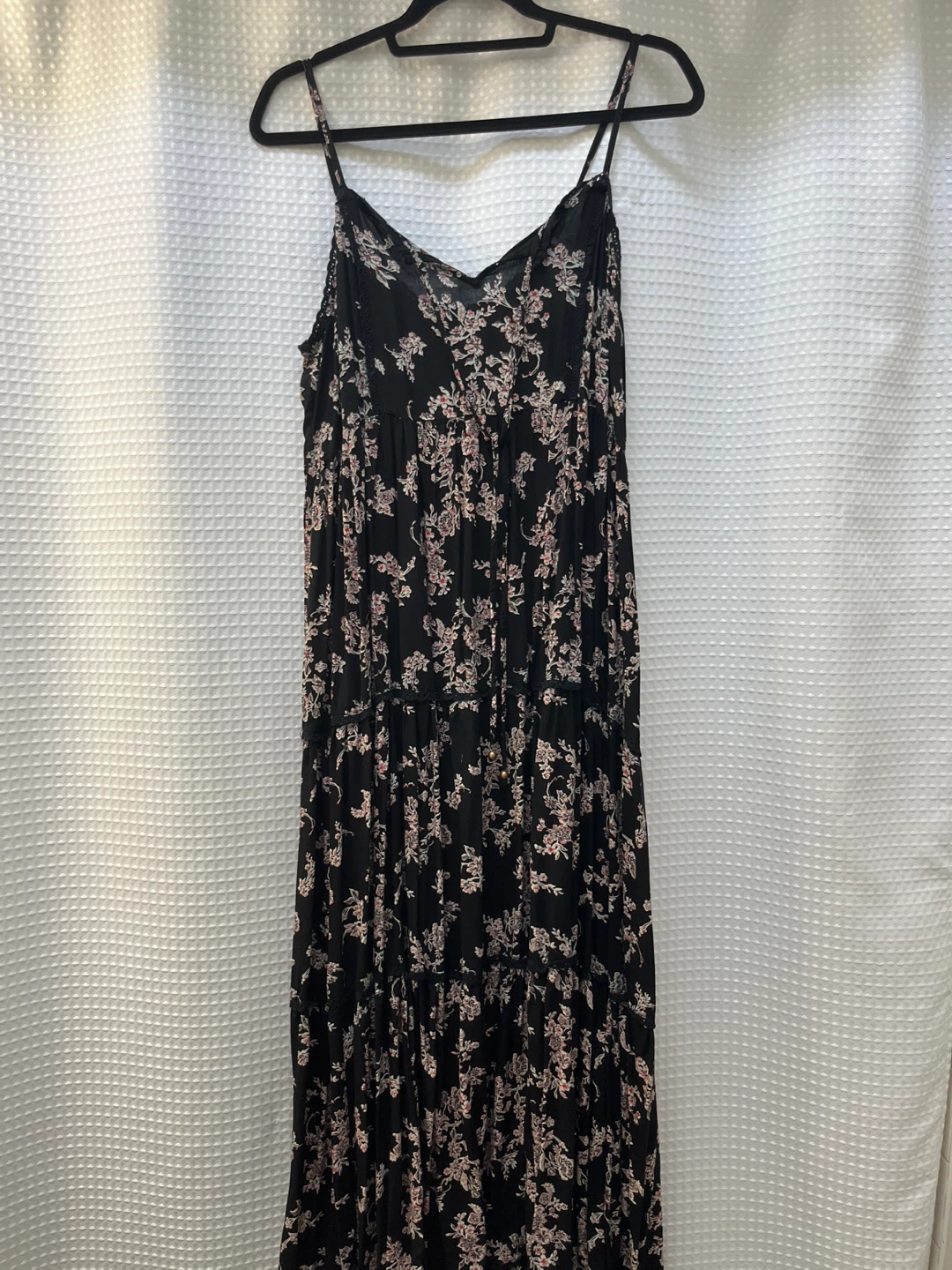 Angie Black Floral Tiered Maxi Dress