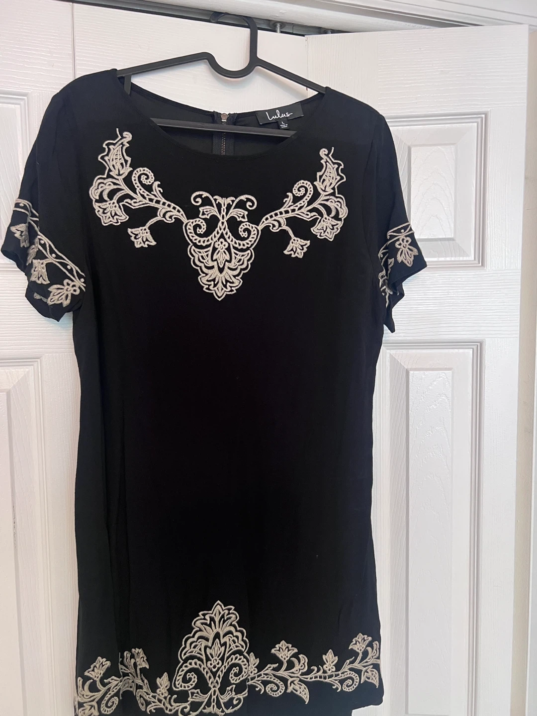 Lulus Black Embroidered Mini Dress Size L