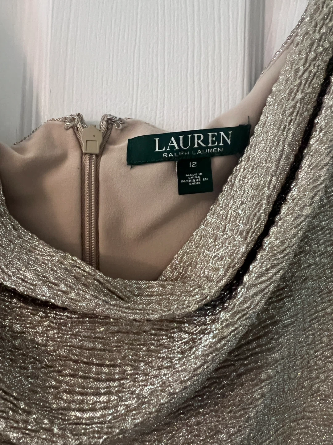Lauren Ralph Lauren Women's Gold Ruched Cowl Neck Dress Size 12 - photo 2
