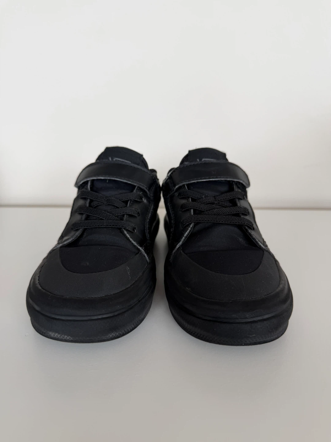 Boys Black Vans Sneakers with Velcro Straps - Size 18cm
