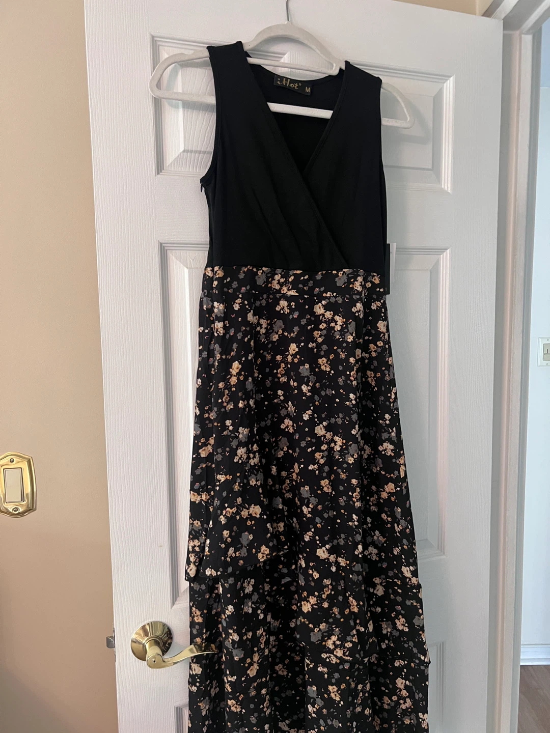 iHot Floral Print Maxi Dress - Black/Multi - Size M