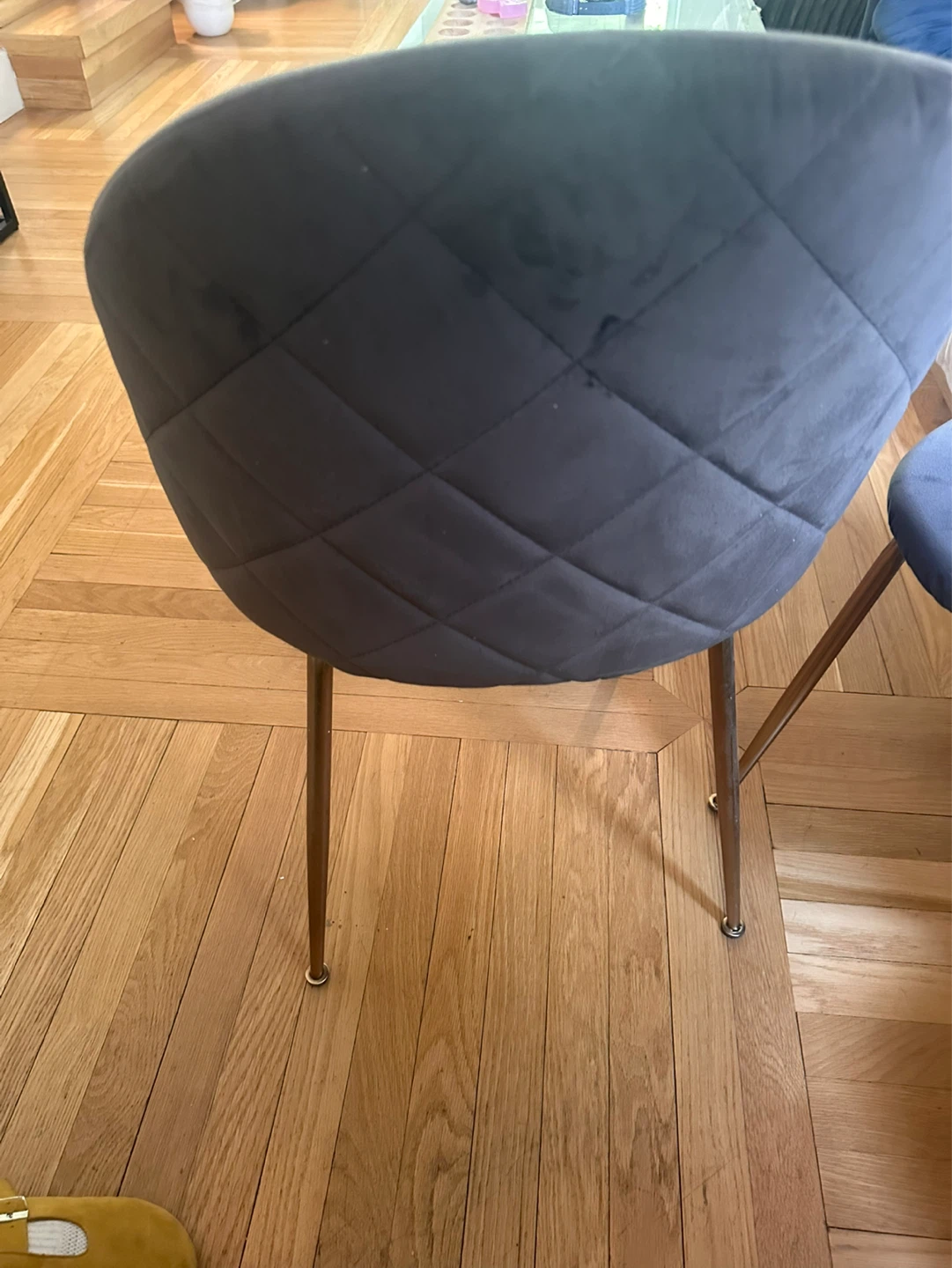 Grey Velvet Dining Chair with Gold Legs - photo 4