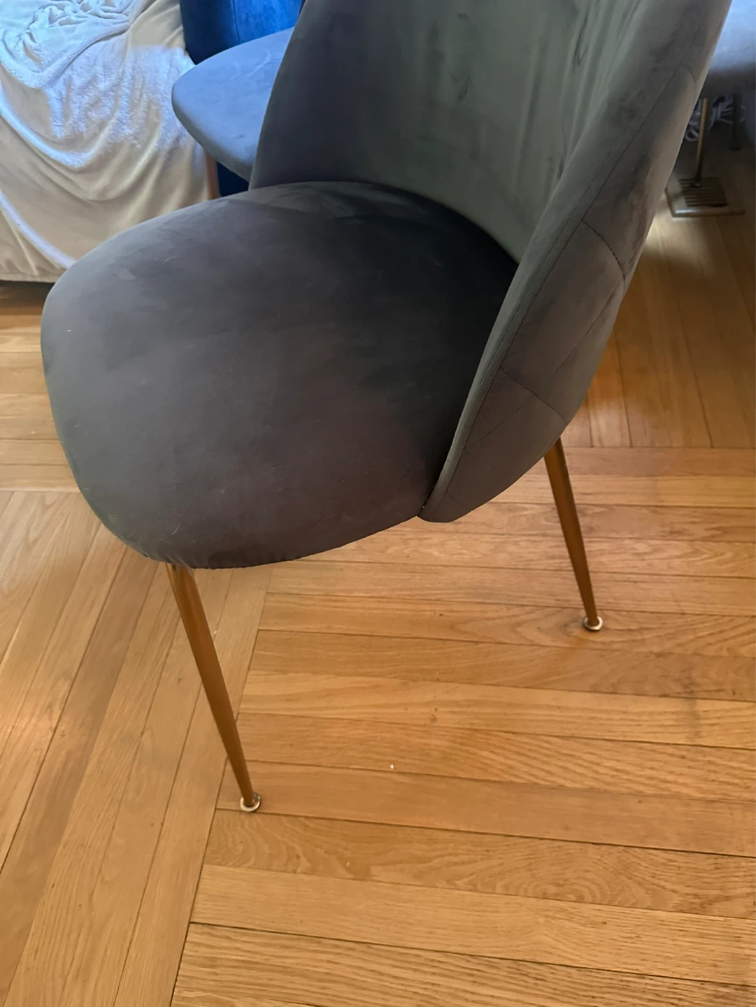 Grey Velvet Dining Chair with Gold Legs - photo 3