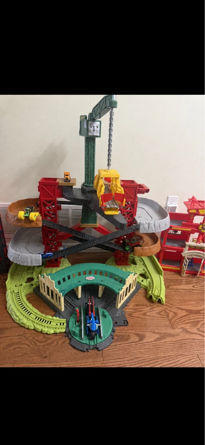 Kids Play Set - Large Toy Cars Track and Fire Stations Set