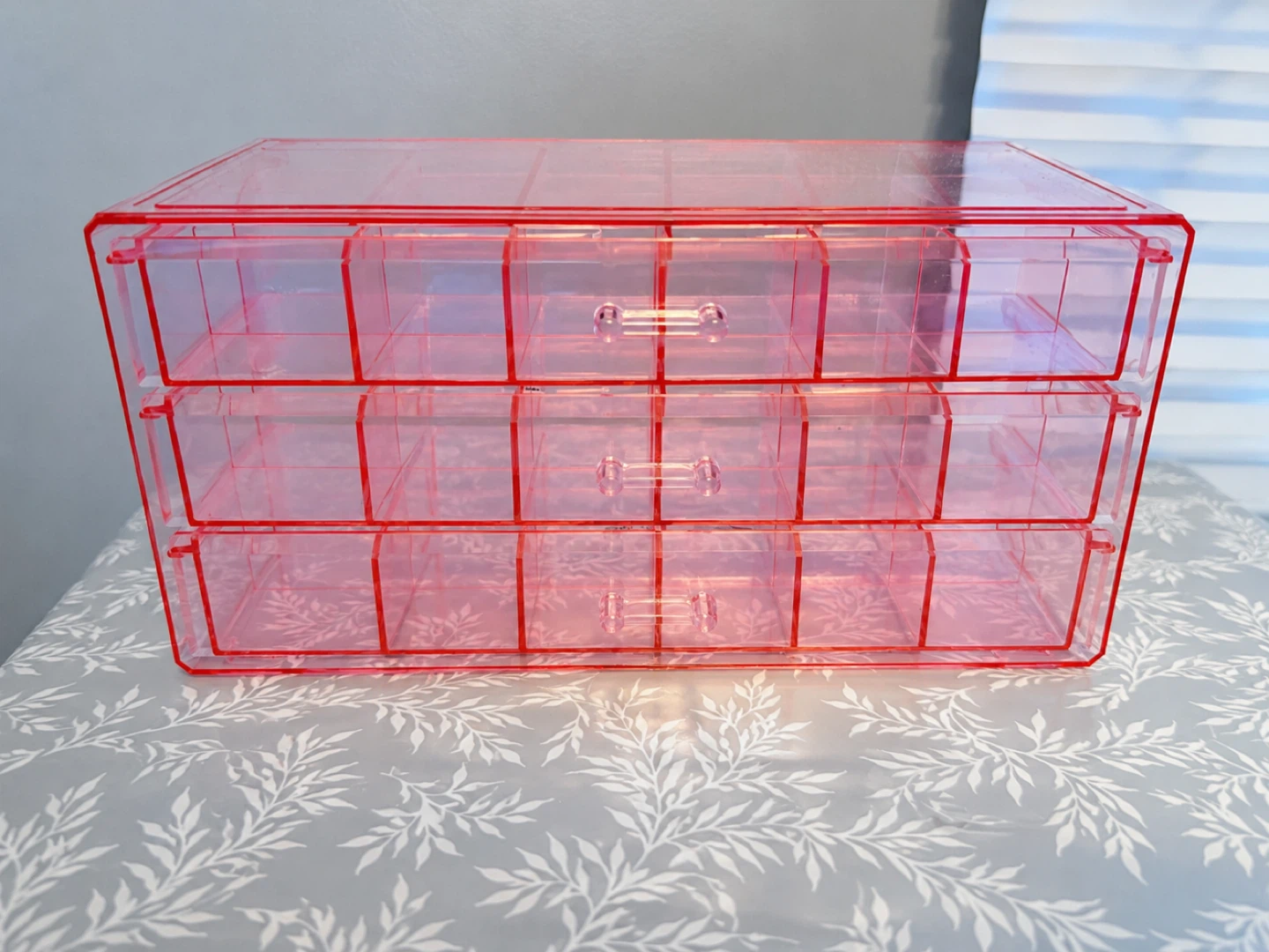 Clear Acrylic 3 Drawer Organizer - Pink