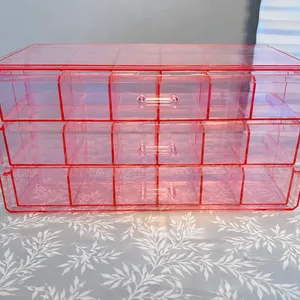 Clear Acrylic 3 Drawer Organizer - Pink
