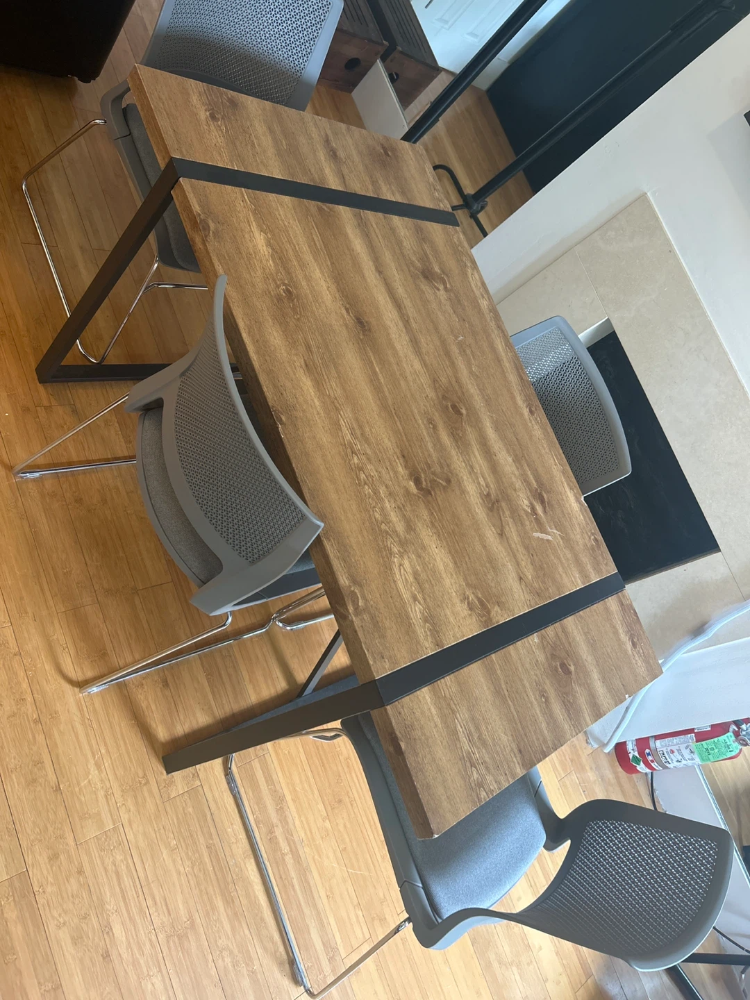 Wood Dining Table with Black Metal Legs