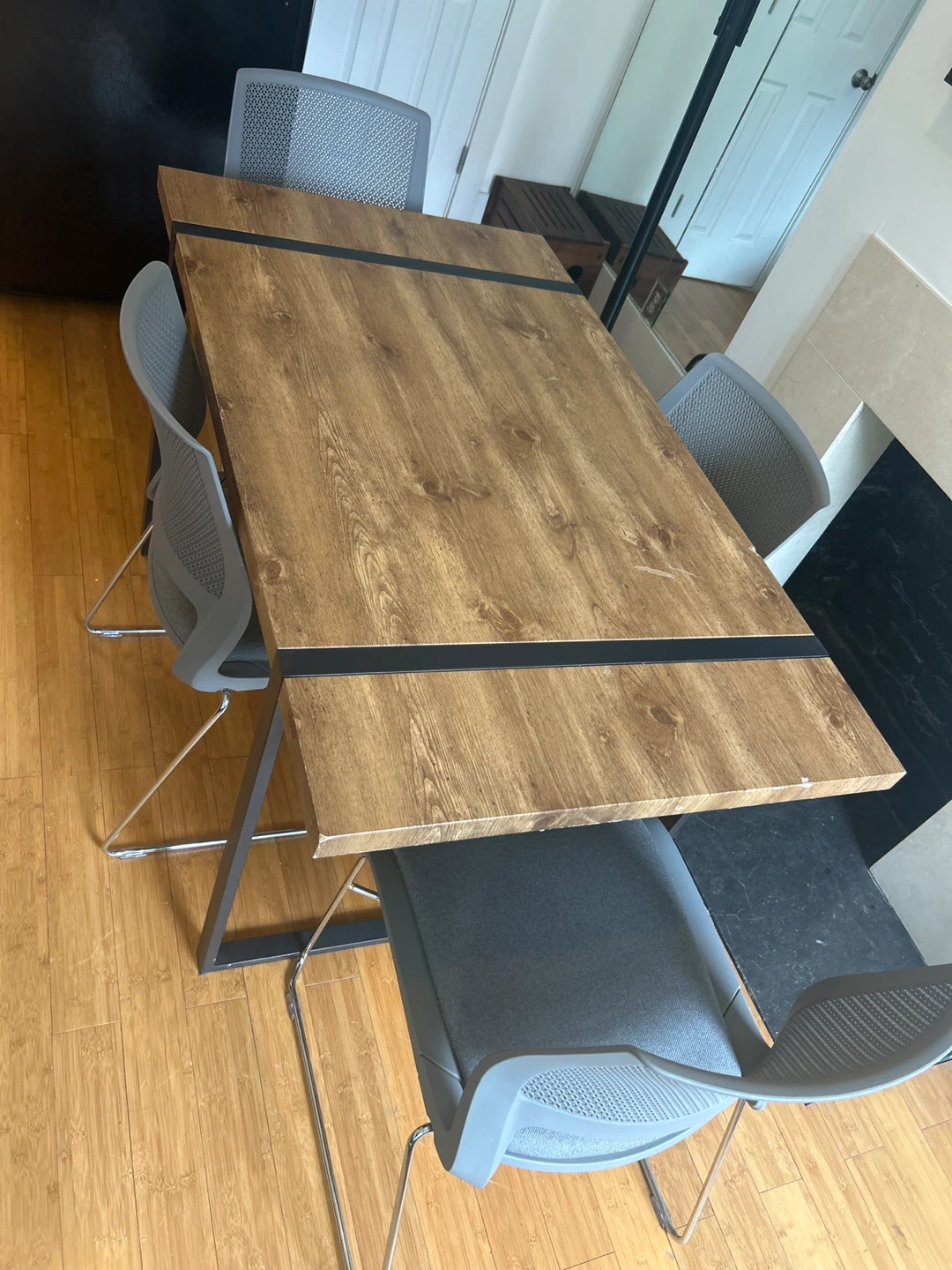 Wood Dining Table with Black Metal Legs - photo 2